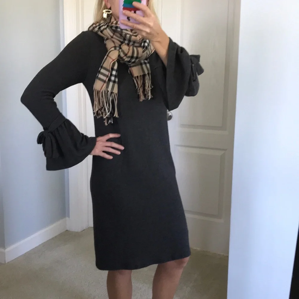 Charcoal Bell Sleeve Dress - Picture 2 of 8